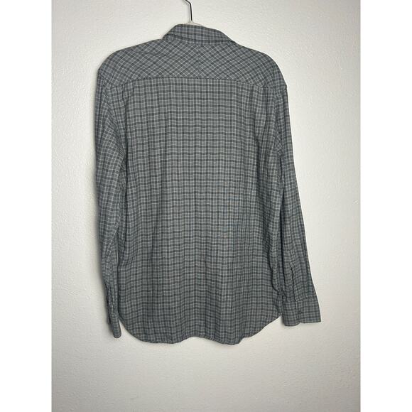 Billy Reid Shirt Mens Standard Fit Flannel Collared Button Up Plaid Gray Sz Med - Picture 4 of 5